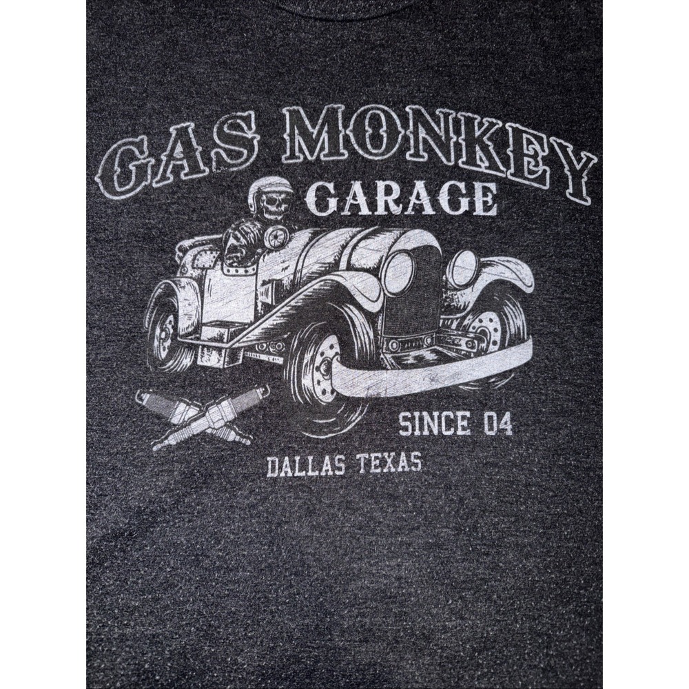 Gas Monkey Garage Shirt Men XL Biker Crew Skeleton Car Dallas Texas Adult Gray